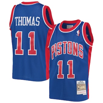 youth mitchell and ness isaiah thomas blue detroit pistons 1-486